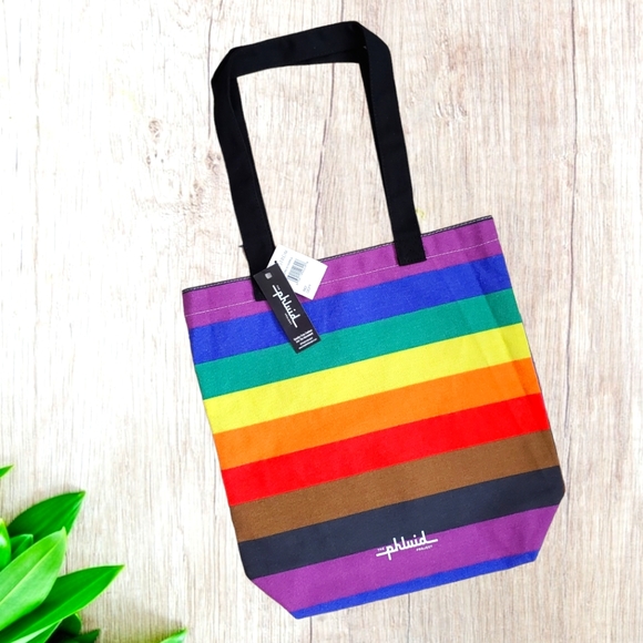 BNWT The Phluid Project Rainbow Stripes Tote Gender-Free Fashion - Picture 2 of 7